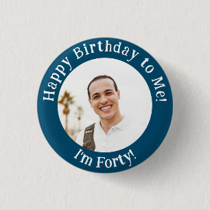 Gepersonaliseerde verjaardagsfoto, uw Afbeelding b Ronde Button 3,2 Cm