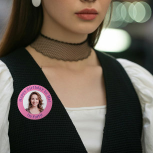 Gepersonaliseerde verjaardagsfoto, uw Afbeelding b Ronde Button 6,0 Cm