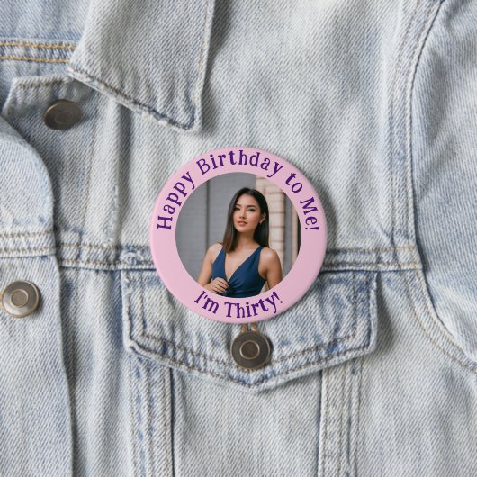 Gepersonaliseerde verjaardagsfoto, uw Afbeelding b Ronde Button 7,6 Cm (In situ)