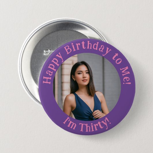 Gepersonaliseerde verjaardagsfoto, uw Afbeelding b Ronde Button 7,6 Cm (Voorkant /achterkant)