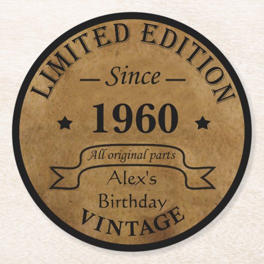 Gepersonaliseerde  verjaardagsgeschenken ronde kartonnen onderzetter (Voorkant)