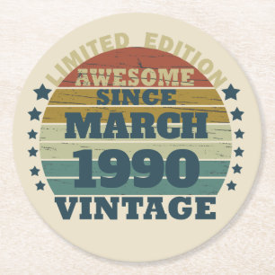 Gepersonaliseerde  verjaardagsgeschenken ronde kartonnen onderzetter