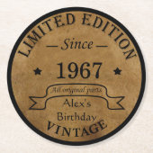Gepersonaliseerde  verjaardagsgeschenken ronde kartonnen onderzetter (Voorkant)