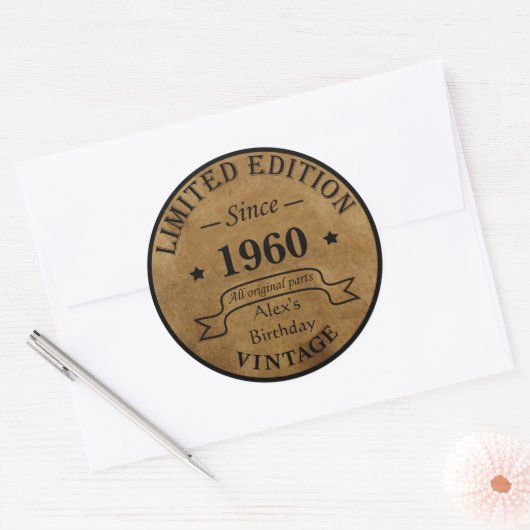 Gepersonaliseerde  verjaardagsgeschenken ronde sticker (Envelop)