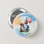 Gepersonaliseerde Verjaardagsjongen | Puppy en Bab Ronde Button 5,7 Cm (Voorkant /achterkant)