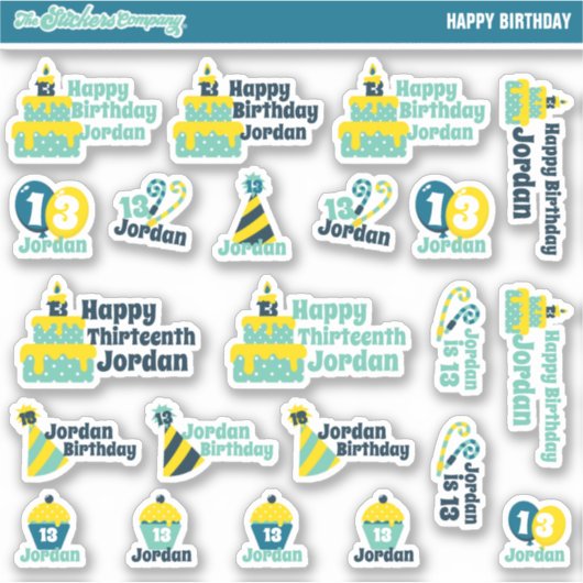 Gepersonaliseerde verjaardagslabels | Aangepaste S Sticker (Voorkant)