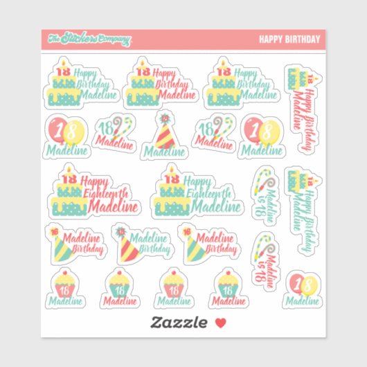 Gepersonaliseerde verjaardagslabels | Aangepaste S Sticker (Vel)