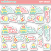 Gepersonaliseerde verjaardagslabels | Aangepaste S Sticker (Voorkant)