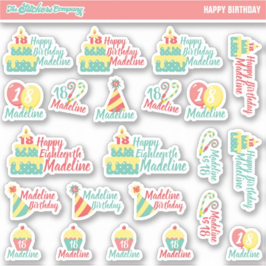 Gepersonaliseerde verjaardagslabels | Aangepaste S Sticker (Voorkant)