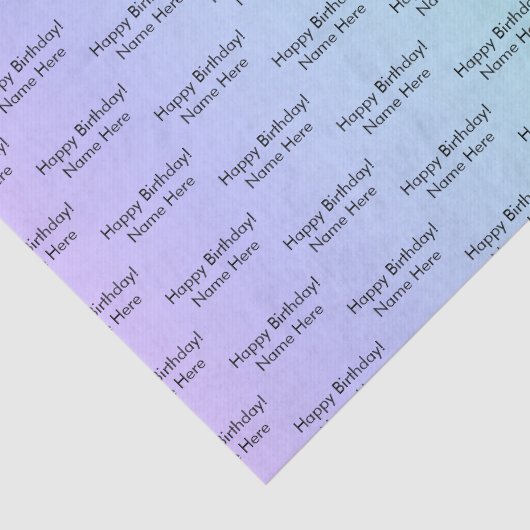 Gepersonaliseerde Verjaardagsnaam Elegante Regenbo Tissuepapier (Detail)