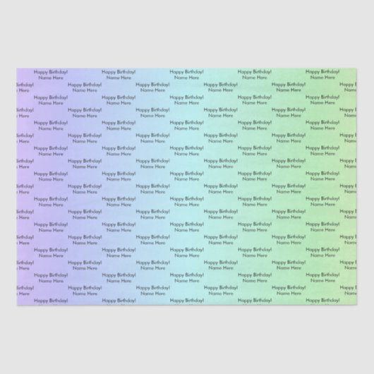 Gepersonaliseerde Verjaardagsnaam Elegante Regenbo Tissuepapier (Voorkant)