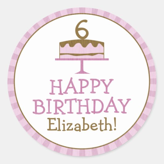 Gepersonaliseerde verjaardagstaart Kinderen Verjaa Ronde Sticker (Voorkant)