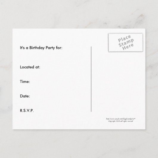 Gepersonaliseerde verjaardagsuitnodiging briefkaar uitnodiging briefkaart (Achterkant)