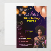 Gepersonaliseerde verjaardagsuitnodiging, Kaart (Voorkant / Achterkant)