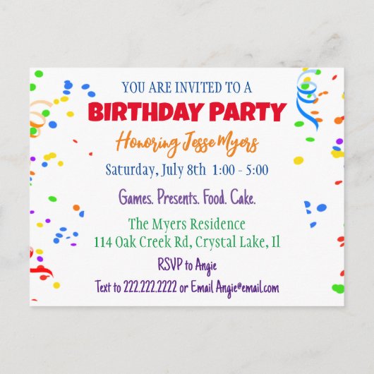 Gepersonaliseerde verjaardagsuitnodigingen | Gende Briefkaart (Achterkant)