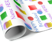 Gepersonaliseerde verjaardagswensen, leuk kleurrij cadeaupapier (Rol Hoek)