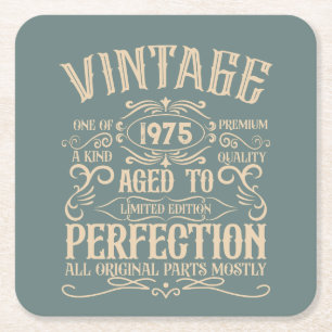 Gepersonaliseerde  verjaardagswhiskey label thema kartonnen onderzetters