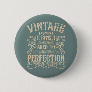 Gepersonaliseerde  verjaardagswhiskey label thema ronde button 5,7 cm