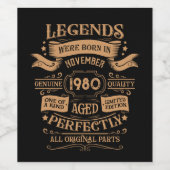 Gepersonaliseerde  verjaardagswhiskey thema wijn etiket (Enkel label)