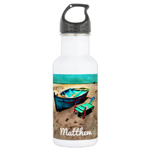 Gepersonaliseerde verlaten strand badmeester stoel waterfles