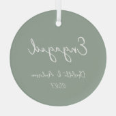 Gepersonaliseerde verloofde paar handgeschreven sa glas ornament (Achterkant)