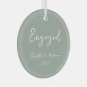 Gepersonaliseerde verloofde paar handgeschreven sa glas ornament (Voorkant Rechts)