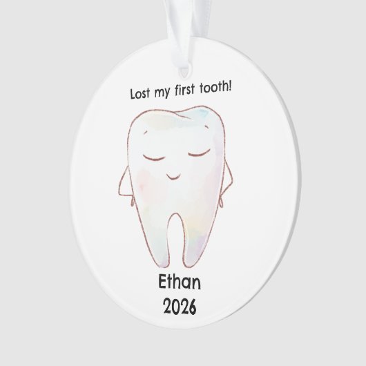 Gepersonaliseerde Verloren Mijn Eerste Tand Kerstm Ornament (voorkant)