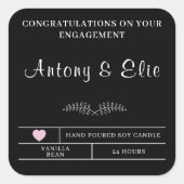 Gepersonaliseerde Verloving Kaarsgeschenken voor P Vierkante Sticker (Voorkant)