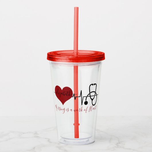 Gepersonaliseerde verpleegkunde acryl drinkbeker (Voorkant)