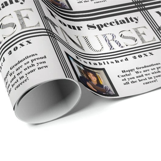 Gepersonaliseerde Verpleegkunde Specialty Afstuder Cadeaupapier (Rol Hoek)