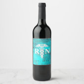 Gepersonaliseerde verpleegkundige Afstuderen Turqu Wijn Etiket (Voorkant)