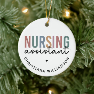 Gepersonaliseerde verpleegkundige assistent keramisch ornament