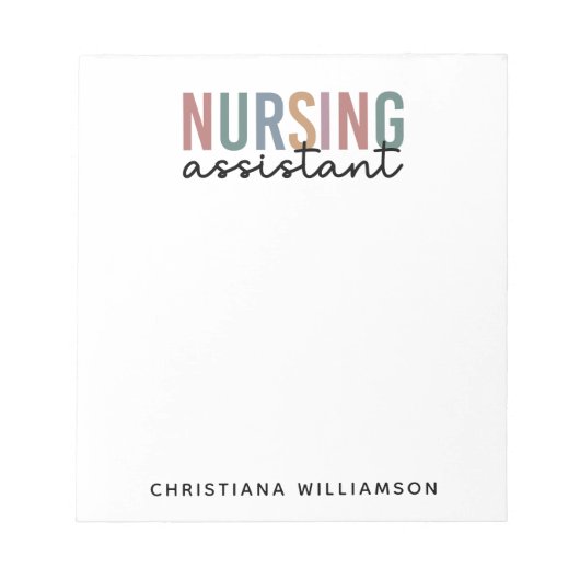 Gepersonaliseerde verpleegkundige assistent notitieblok (Voorkant)