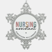 Gepersonaliseerde verpleegkundige assistent tin sneeuwvlok ornament (Voorkant)