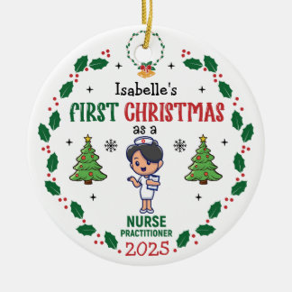 Gepersonaliseerde Verpleegkundige Eerste Kerstmis Keramisch Ornament