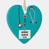 Gepersonaliseerde Verpleegkundige Kerstmis 2023 Ve Keramisch Ornament (Rechts)