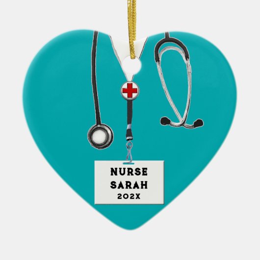 Gepersonaliseerde Verpleegkundige Kerstmis 2023 Ve Keramisch Ornament (Voorkant)