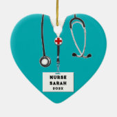 Gepersonaliseerde Verpleegkundige Kerstmis 2023 Ve Keramisch Ornament (Achterkant)