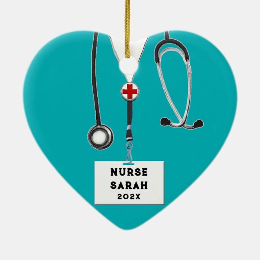 Gepersonaliseerde Verpleegkundige Kerstmis 2023 Ve Keramisch Ornament (Achterkant)