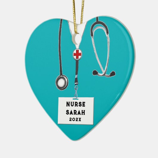 Gepersonaliseerde Verpleegkundige Kerstmis 2023 Ve Keramisch Ornament (Links)
