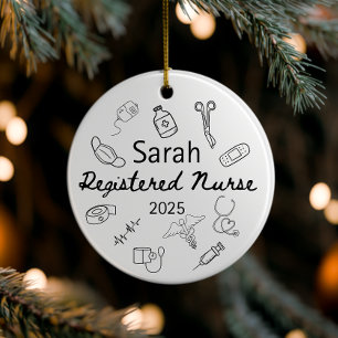 Gepersonaliseerde Verpleegkundige Ornament 2025, C