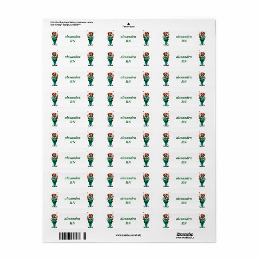 Gepersonaliseerde verpleegkundige RN Etiket (Full Sheet)