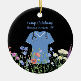 Gepersonaliseerde Verpleegkundige RN LPN NP Blauwe Keramisch Ornament