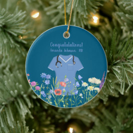 Gepersonaliseerde Verpleegkundige RN LPN NP Blauwe Keramisch Ornament