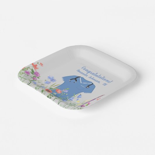 Gepersonaliseerde Verpleegkundige RN LPN NP Blauwe Papieren Bordje (Gebogen)