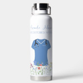 Gepersonaliseerde Verpleegkundige RN LPN NP Blauwe Waterfles (Achterkant)