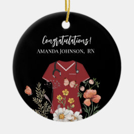 Gepersonaliseerde Verpleegkundige RN LPN NP Maroon Keramisch Ornament