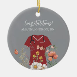 Gepersonaliseerde Verpleegkundige RN LPN NP Maroon Keramisch Ornament