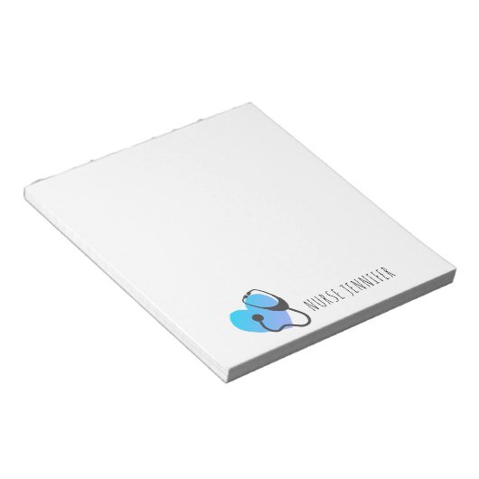 Gepersonaliseerde verpleegkundige Stethoscoophart Notitieblok (Schuin)