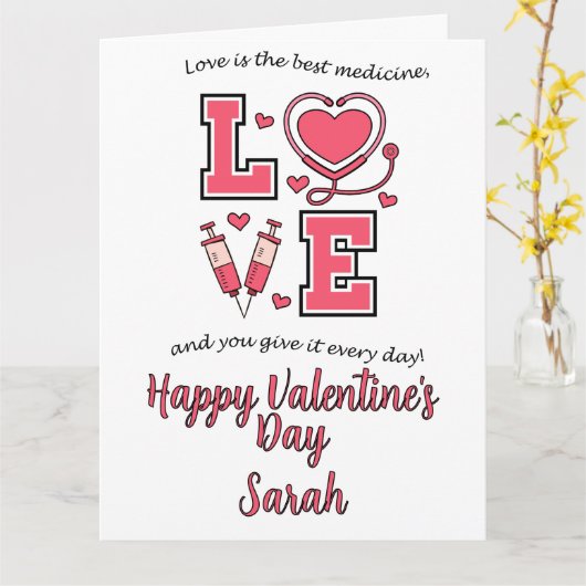 Gepersonaliseerde verpleegkundigen Valentijns Kaart (Gele Bloem)